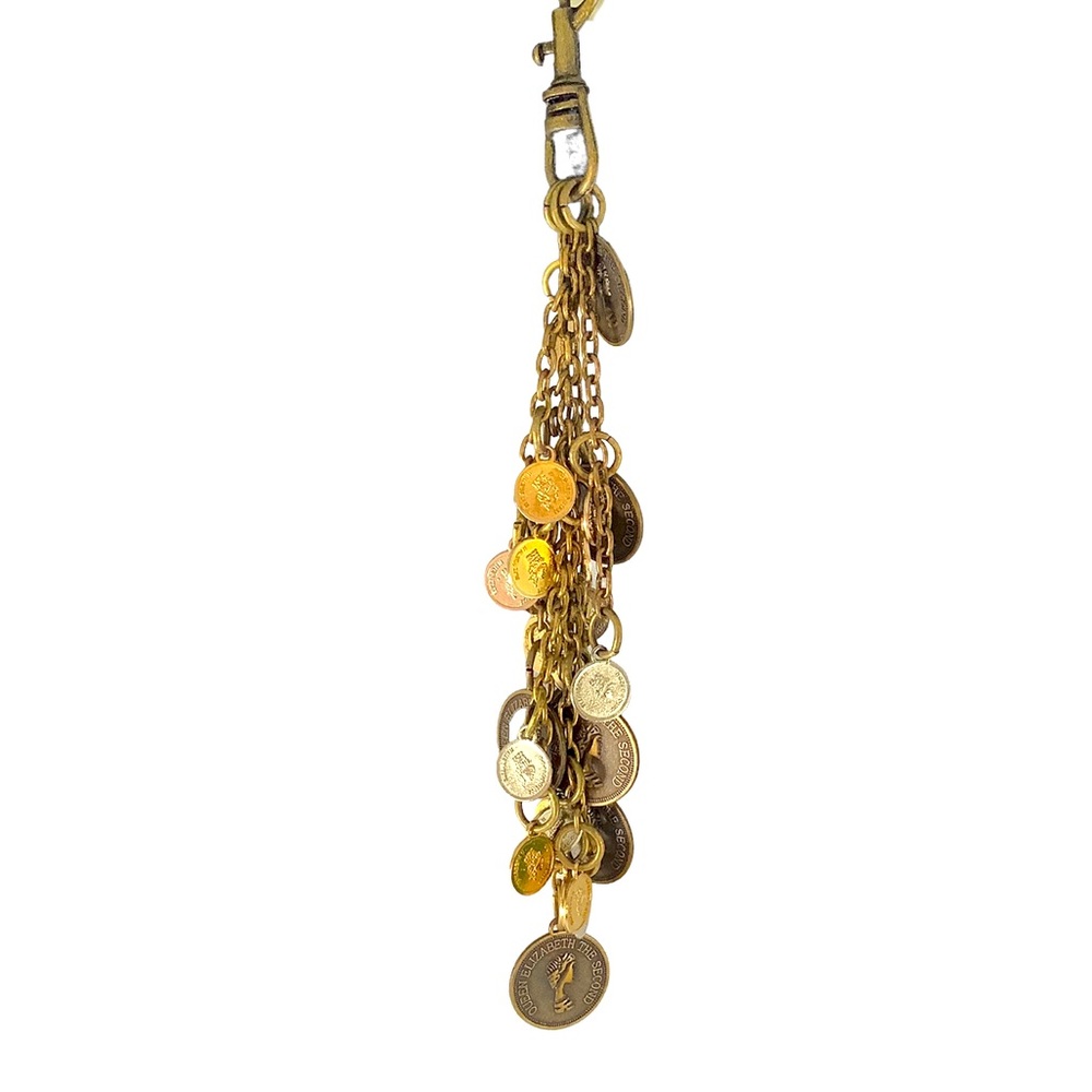 Vintage 1997 Queen Elizabeth II Faux Coin Charm Tassel/Keychain Tri-Tone